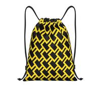 Geometric with Black And Yellow Interlocking Diamond Shapes Zaino da Palestra Resistente Borsa con Cordoncino Impermeabile Borsa da Palestra Sportiva per Viaggio Donna All'Aperto 39X46Cm
