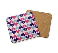 Geometrico Amore Cuori Motivo Bevande Sottobicchiere Mat Truciolato Set X4 Rosa