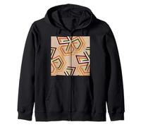 Geometrico Astratto Modello Marrone Verde E Arancione Triangoli Felpa con Cappuccio