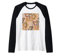 Geometrico Astratto Modello Marrone Verde E Arancione Triangoli Maglia con Maniche Raglan