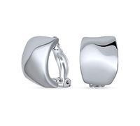 Geometrico Martellato Cupola Metà Cerchio Clip Su Orecchini Per Le Donne Non Forato Orecchie Lucidato Argento Placcato Ottone