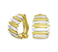 Geometrico Moderno Gambero Mezzo Cerchio Classico Striscia Verticale Due Tonalità Cupola Clip Su Orecchini Per Le Donne Non Forati Orecchie Placcato Oro Argento