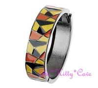 Geometrico Mosaico Giallo Arancione Nero Mattoncino Colorato Chiusura a Scatto