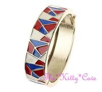 GEOMETRICO MOSAICO ROSSO BIANCO BLU mattoncino colorato chiusura a scatto OVALE