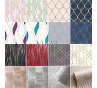 Geometrico Onda Parati Opaco Glitter Metallico - Oro Rosa Argento Grigio Nero