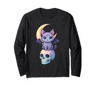 Geometrico Pipistrello Gattino Basso Poli Kawaii Pastello Goth Maglia a Manica