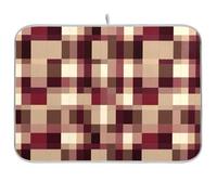 Geometrico Quadrati Borgogna Neutro Asciugatura Piatto Tappetino Da Cucina Per Contatore Piatto Scolapiatti Mat Resistente Al Calore Stuoia di asciugatura 16 x 18