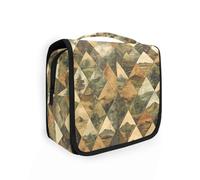 Geometrico Retro Scene borse per le donne articoli da toeletta con gancio appeso Borsa cosmetica portatile trucco verticale autoportante