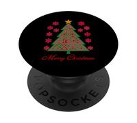 Geometrico Rosa Verde Albero di Natale Astratto Matematica & AI Ispirato PopSockets PopGrip Adesivo