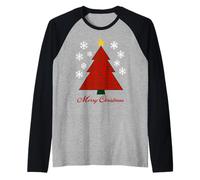 Geometrico Rosso Verde Albero di Natale Astratto Matematica & AI Ispirato Maglia con Maniche Raglan