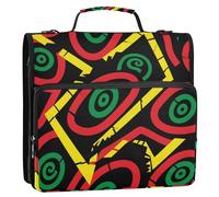 Geometrico Verde Rosso Giallo 3 Anelli Zip Up Binder con Tracolla Multi-Pocket Document Organizer per la Scuola Media Paquete de gestión de documentos
