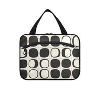 Geometrie irregolari in bianco e nero appeso borsa da viaggio da uomo con gancio, borsa da toilette impermeabile designer appeso per gli elementi essenziali per le donne bolso de Mano para Hombre