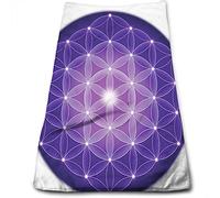 Geometry Asciugapiatti da Cucina in Microfibra, Design Fiore della Vita, Asciugamani da Bagno ad Asciugatura Rapida per Donna Uomo, Viola 15x27 Pollici