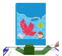 Geometry Learning Book, 3D Shape Educational Toy, 9.96x6.77x0.79 Inches Pull String Interactive Game, Learning Activity Set, Ideal for Kids, Girls, Boys, Toddler, Students, and Children