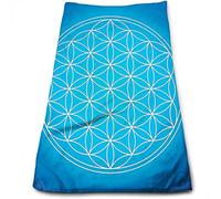 Geometry Salviette per il bagno - Panni per il viso in flanella di qualità premium, Motivo floreale della vita, Asciugamani con punta delle dita altamente assorbenti e morbidi, Blu bianco - 27 x 16 po