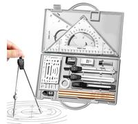 Geometry - Set di bussole per studenti, 16 pezzi, kit di geometria matematica, strumenti di scrittura con contenitore, forniture per disegno grafico per ingegneri architetti
