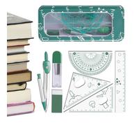Geometry Set For Students 8-piece Reusable 7.01x Shatterproof Compass Ruler | Math Geometry Kit For High School Middle School 7.01x3.07in College Classroom Boys Girls Freshman Sophomore Junior Teen