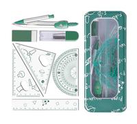 Geometry Set for Students - 8-Piece Shatterproof Reusable Protractor Geomet | Complete Measuring Drawing Tools for High School Middle School College Classroom Boys Girls Freshman Sophomore Junior Teen