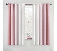 Geomoroccan Tende oscuranti, 100% lunghe, 160 cm, 2 pannelli, per cameretta dei bambini, colore rosa e bianco, con motivo sfumato, oscuranti, riduzione del rumore, tasca per asta, tende per il