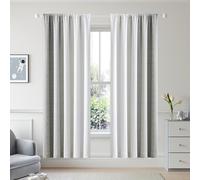 Geomoroccan - Tende oscuranti 100% lunghe 183 cm, 2 pannelli, per camera da letto e soggiorno, colore grigio e bianco, con motivo sfumato, isolamento termico, con tasca per asta, tende per finestra
