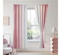 Geomoroccan - Tende oscuranti 100% lunghe 183 cm, 2 pannelli, per camera da letto e soggiorno, colore rosa e bianco, con motivo sfumato, isolamento termico, con tasca per asta, tende per finestra