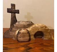 Geonoy Tomba Vuota Scena di Pasqua, Presepe di Pasqua in Legno Tomba Vuota Scena di Resurrezione Decorazione di Pasqua Cristiana, Statua della Tomba Vuota per Decorazioni per la Tavola delle Vacanze