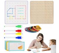 Geoplani con elastici - Forme matematiche per ragazzi | Geoplan in Legno con Strisce di Modello Matematico Grafico Geo Board - Giocattolo educativo per