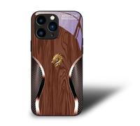Georcep Magnetic Chinese Dragon Wood Grain Tempered Glass Case for iPhone 16/15/14/13/12 - Ultra-Thin Matte Hard Cover with Camera Lens Protection (for iPhone16ProMax,A-Brown)
