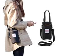 Georcep Qudai Water Bottle Pouch with Strap, Outdoor Multifunctional Bag, Qudai Bottle Bags - Large Size Crossbody Portable Hand-Held Bottle Tote (One Size,B-Black)