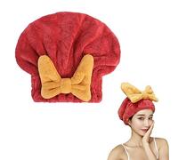 Georcep Super Absorbent Hair Towel Wrap for Wet Hair, Fast Drying Microfiber Elastic Dry Hair cap, Microfiber Hair Drying Towel cap for Women (B-Red,One Size)