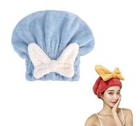 Georcep Super Absorbent Hair Towel Wrap for Wet Hair, Fast Drying Microfiber Elastic Dry Hair cap, Microfiber Hair Drying Towel cap for Women (C-Blue,One Size)