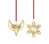 Georg Jensen - Ornamento natalizio angelo e fiocco di neve 2024, placcato oro