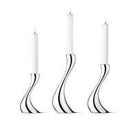 GEORG JENSEN Set Portacandele Cobra, Acciaio Inox, 3 Pezzi