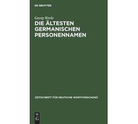 Georg Werle Die Ältesten Germanischen Personennamen (Copertina rigida)