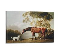 George Stubbs Painter Works, poster stampato con cavallo della baia e cane bianco, decorazione per la casa, decorazione artistica da parete, per camera da letto, pittura decorativa estetica per stanza