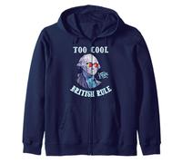 George Washington 4th July Too Cool for British Rule Felpa con Cappuccio