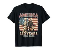 George Washington Abe Lincoln Suonare la Chitarra USA 250° Maglietta