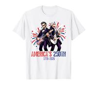 George Washington Abraham Lincoln Playing Guitar 250th USA Maglietta