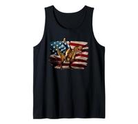 George Washington cavalcando un dinosauro divertente 4 luglio design Canotta
