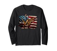 George Washington cavalcando un dinosauro divertente 4 luglio design Maglia a Manica