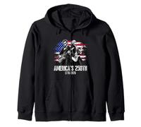 George Washington Lincoln Playing Guitar 4th July 250th Felpa con Cappuccio