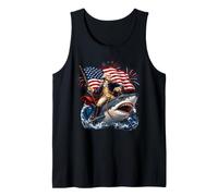 George Washington Riding a Shark Funny 4th of July Patriotic Canotta