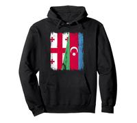 Georgia Azerbaigian Mezza bandiera Georgiano Azerbaigian Roots Felpa con Cappuccio