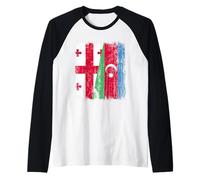 Georgia Azerbaigian Mezza bandiera Georgiano Azerbaigian Roots Maglia con Maniche Raglan