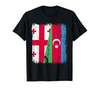 Georgia Azerbaigian Mezza bandiera Georgiano Azerbaigian Roots Maglietta