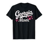 Georgia Mom Retro Script with Pink Hearts Cute Georgia Mom Maglietta