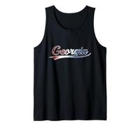 Georgia Patriotic Red White And Blue Distressed USA Canotta