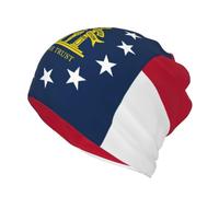 Georgia State Flag Print Slouchy Beanie per uomo e donna, morbido berretto da corsa alla moda berretto chemio cappello teschio, Nero , Taglia unica