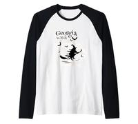 Georgia Strega sulla Scopa Halloween Georgia Atlanta Maglia con Maniche Raglan