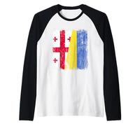 Georgia Ucraina Mezza Bandiera Georgiano Ucraino Patrimonio Maglia con Maniche Raglan